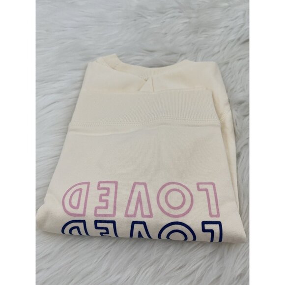 New Hanna Andersson Valentines Graphic Sweatshirt French Terry Ecru Girls Size 4 - Picture 7 of 11